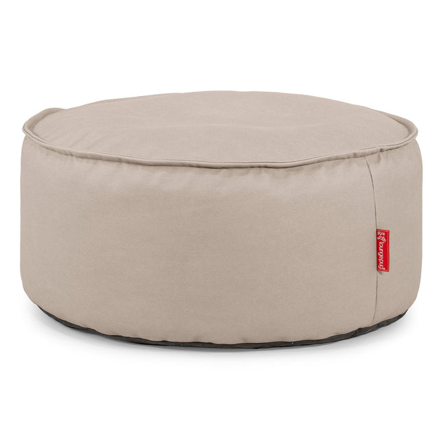 Large Round Pouffe - Vegan Leather Ivory 01