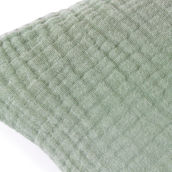 Muslin Crinkle Cotton Scatter Cushion Cover 45 x 45cm - Sage Green Fabric Close-up Image