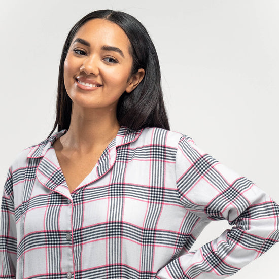 Women's Pink Check Cotton Pyjamas 02
