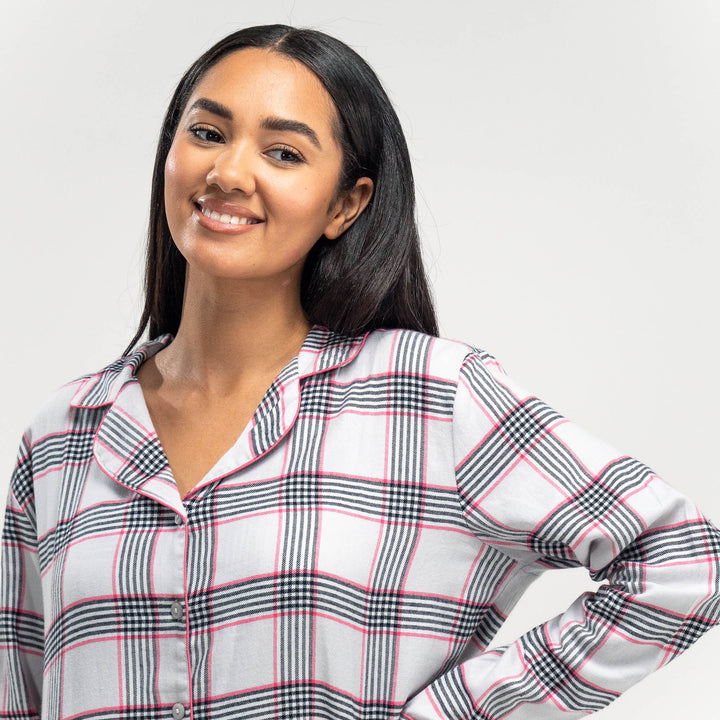 Women's Pink Check Cotton Pyjamas 02