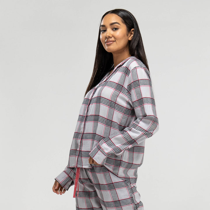 Women's Pink Check Cotton Pyjamas 03