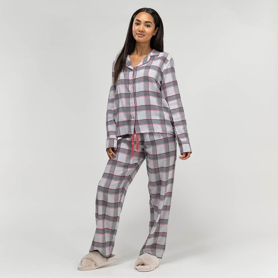 Women's Pink Check Cotton Pyjamas 05