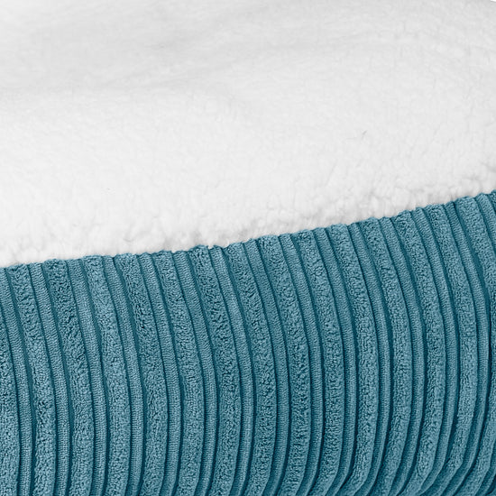 Sloucher Medium Dog Bed - Sherpa & Cord Aegean Blue 03