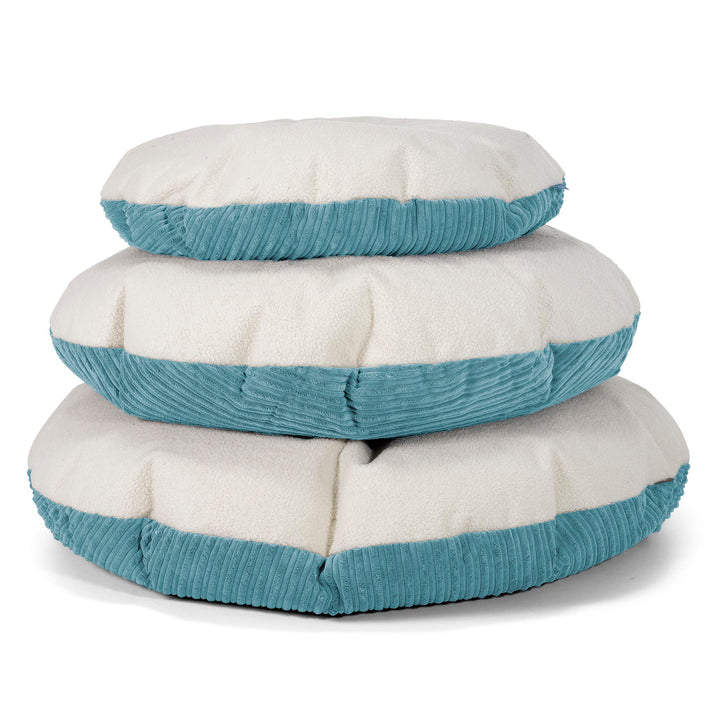 Flexforma Kids Round Floor Cushion Bean Bag 1-3 yr - Boucle & Cord Aegean Blue 03