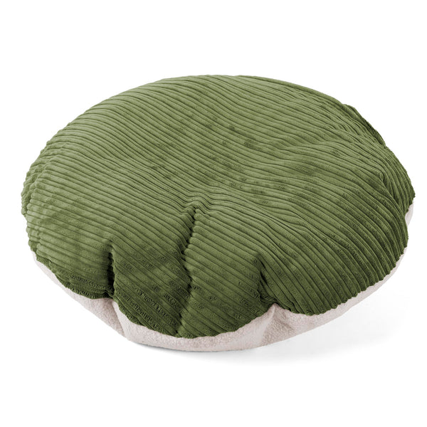 Flexforma Kids Round Floor Cushion Bean Bag 1-3 yr - Boucle & Cord Forest Green 01