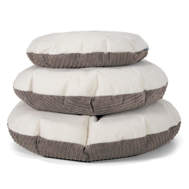 Flexforma Junior Children's Round Floor Cushion Bean Bag 2-14 yr - Boucle & Cord Graphite Grey 03