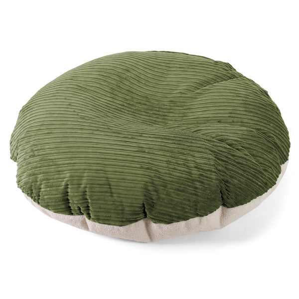 Flexforma Adult Round Floor Cushion Bean Bag - Boucle & Cord Forest Green 01