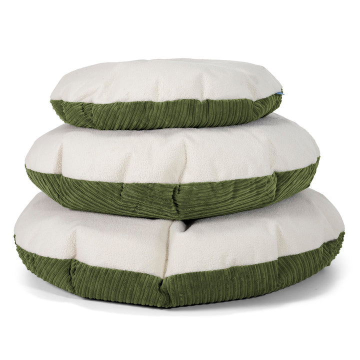 Flexforma Adult Round Floor Cushion Bean Bag - Boucle & Cord Forest Green 03
