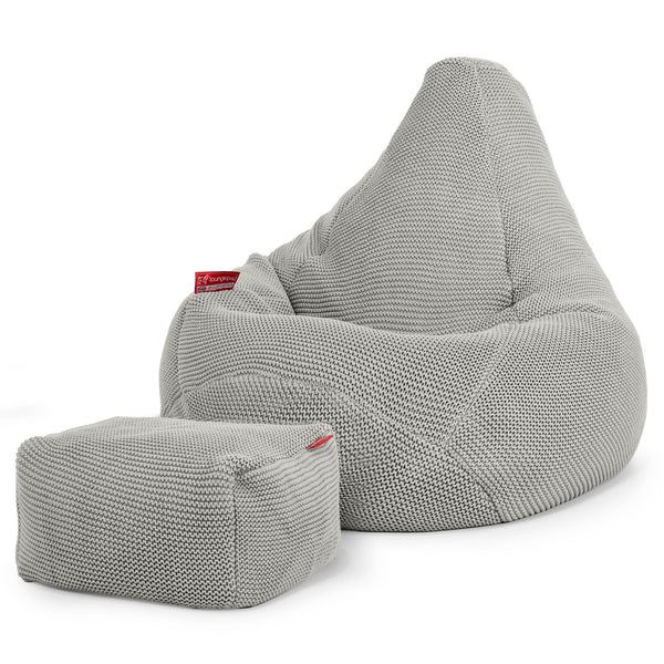 Highback Bean Bag Chair - Ellos Knitted Graphite Grey