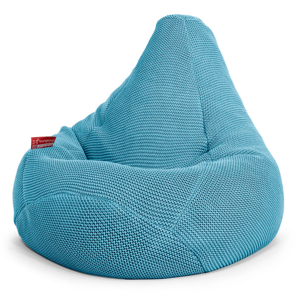 Highback Bean Bag Chair - Ellos Knitted Petrol Blue