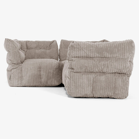 3 Piece Corner Modular Sofa Set - Cord Dovetail Grey 02