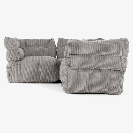 3 Piece Corner Modular Sofa Set - Cord Graphite Grey 02