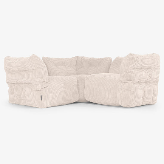 3 Piece Corner Modular Sofa Set - Cord Ivory 01