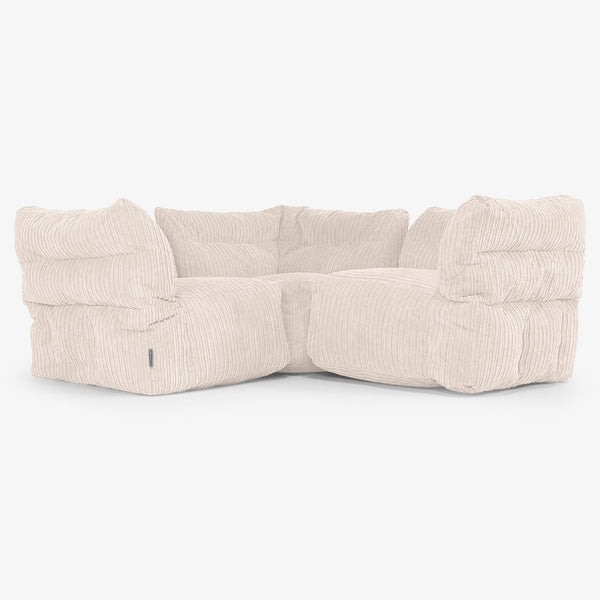 3 Piece Corner Modular Sofa Set - Cord Ivory 01