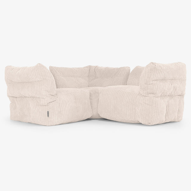 3 Piece Corner Modular Sofa Set - Cord Ivory 01