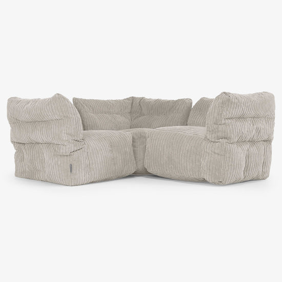 3 Piece Corner Modular Sofa Set - Cord Mink 01