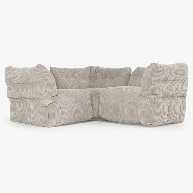 3 Piece Corner Modular Sofa Set - Cord Mink 01