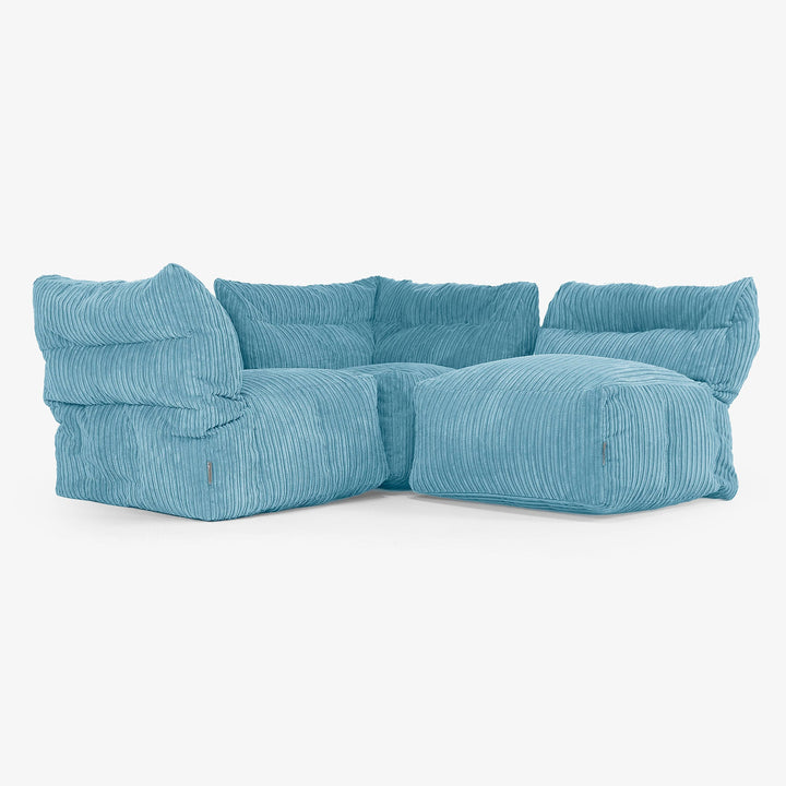 3 Piece Multi Modular Sofa Set - Cord Aegean Blue 03