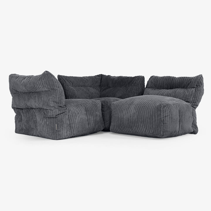 3 Piece Multi Modular Sofa Set - Cord Black 03