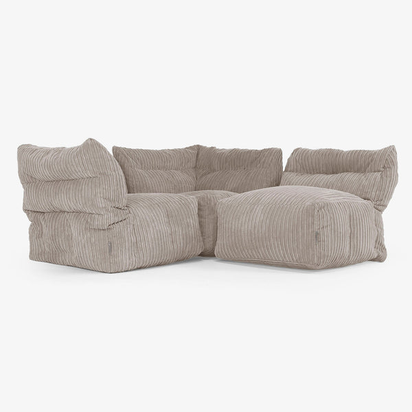 3 Piece Multi Modular Sofa Set - Cord Dovetail Grey 01