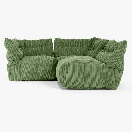 3 Piece Multi Modular Sofa Set - Cord Forest Green 04