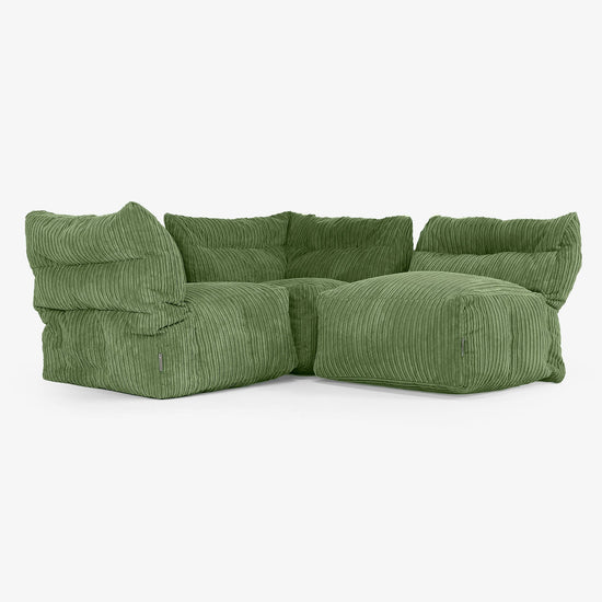 3 Piece Multi Modular Sofa Set - Cord Forest Green 03