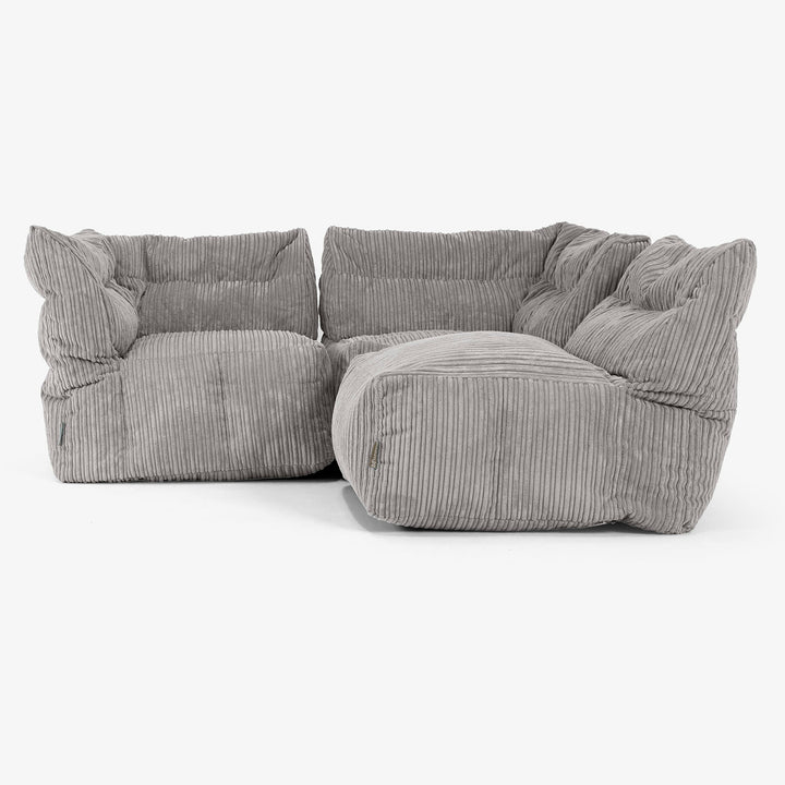 3 Piece Multi Modular Sofa Set - Cord Graphite Grey 04