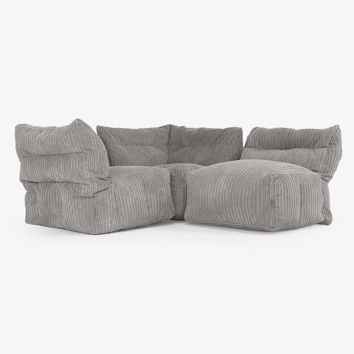 3 Piece Multi Modular Sofa Set - Cord Graphite Grey 03