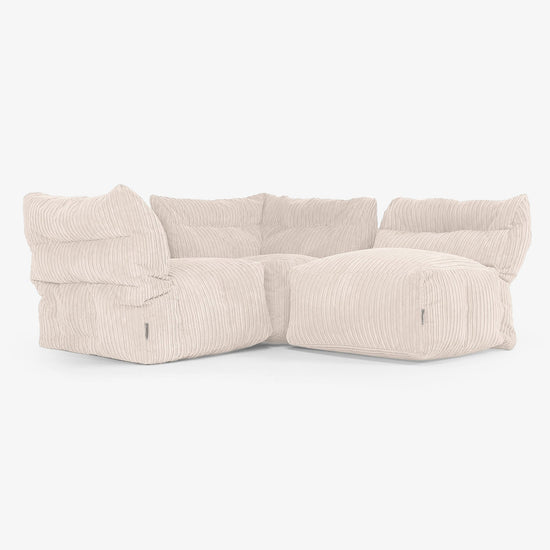 3 Piece Multi Modular Sofa Set - Cord Ivory 03