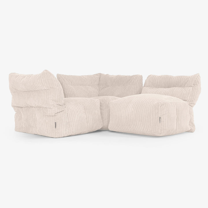 3 Piece Multi Modular Sofa Set - Cord Ivory 03