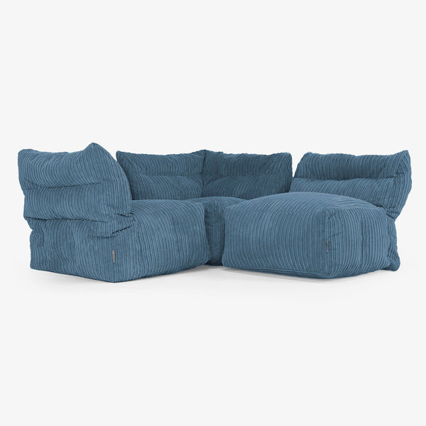 3 Piece Multi Modular Sofa Set - Cord Navy Blue 01