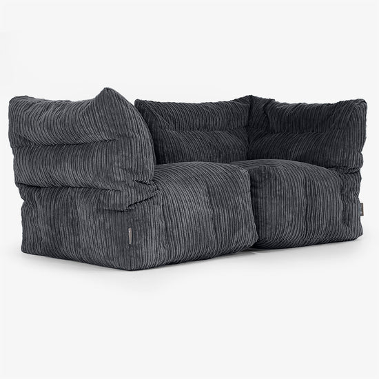 2 Piece Modular Sofa Set - Cord Black 02