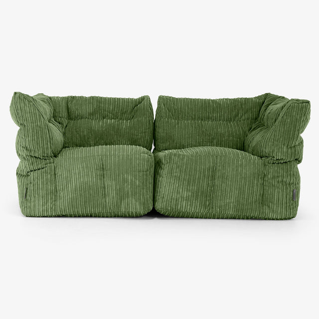2 Piece Modular Sofa Set - Cord Forest Green 01