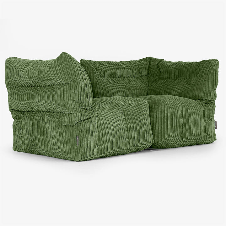 2 Piece Modular Sofa Set - Cord Forest Green 02