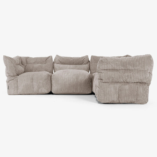 4 Piece Corner Modular Sofa Set - Cord Dovetail Grey 02