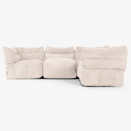 4 Piece Corner Modular Sofa Set - Cord Ivory 02