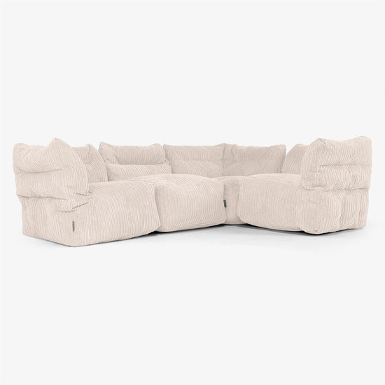 4 Piece Corner Modular Sofa Set - Cord Ivory 01