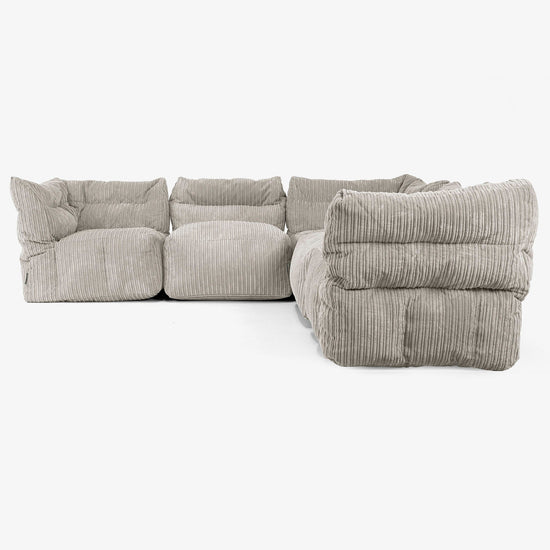 5 Piece Corner Modular Sofa Set - Cord Mink 02