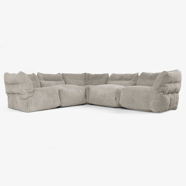 5 Piece Corner Modular Sofa Set - Cord Mink 01