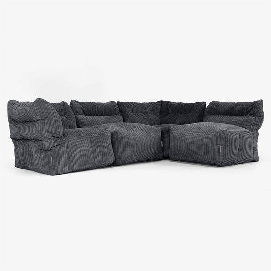 4 Piece Multi Modular Sofa Set - Cord Black 04