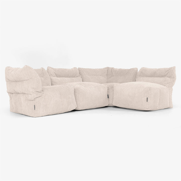 4 Piece Multi Modular Sofa Set - Cord Ivory 04