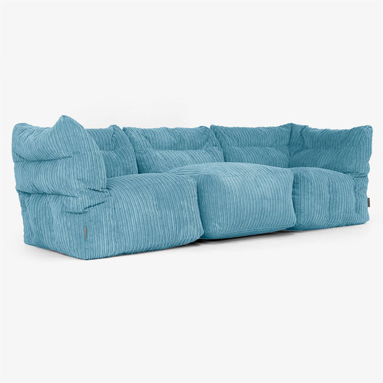 3 Piece Multi Modular Sofa Set - Cord Aegean Blue 02