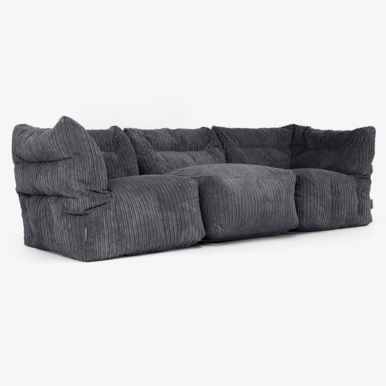 3 Piece Multi Modular Sofa Set - Cord Black 02