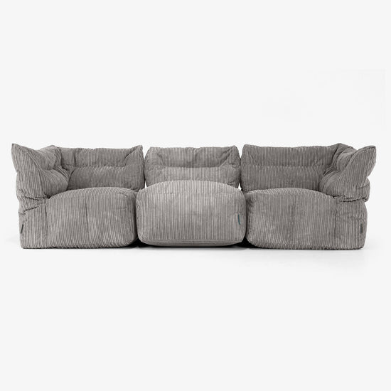 3 Piece Multi Modular Sofa Set - Cord Graphite Grey 01