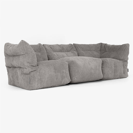 3 Piece Multi Modular Sofa Set - Cord Graphite Grey 02