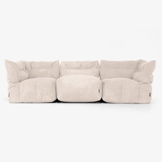3 Piece Multi Modular Sofa Set - Cord Ivory 01