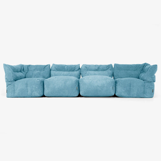 4 Piece Multi Modular Sofa Set - Cord Aegean Blue 01