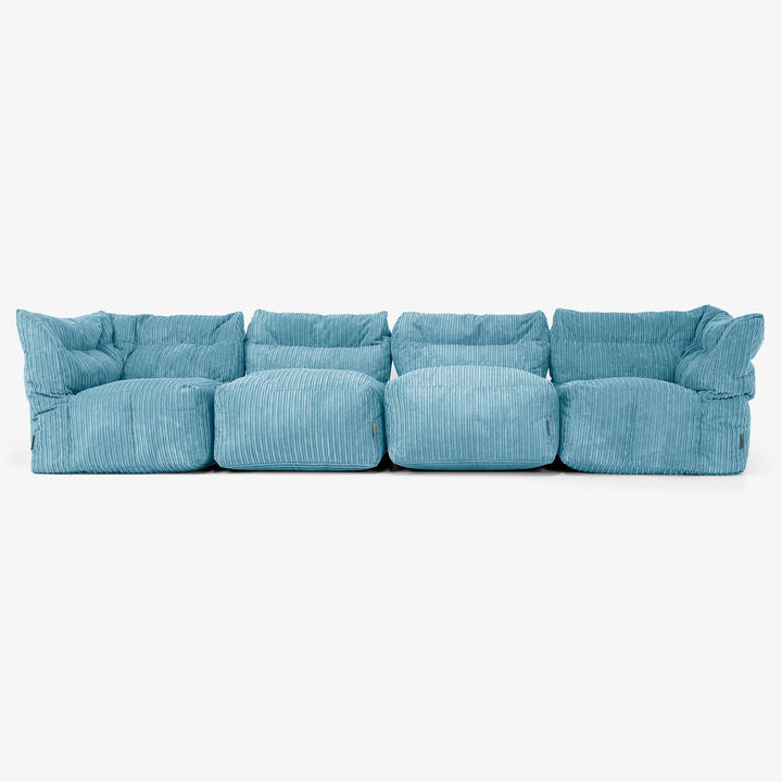 4 Piece Multi Modular Sofa Set - Cord Aegean Blue 01