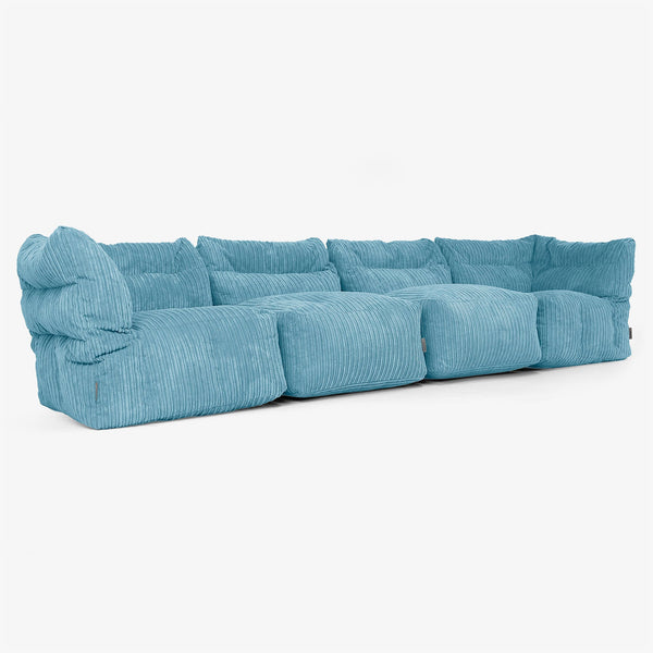 4 Piece Multi Modular Sofa Set - Cord Aegean Blue 01
