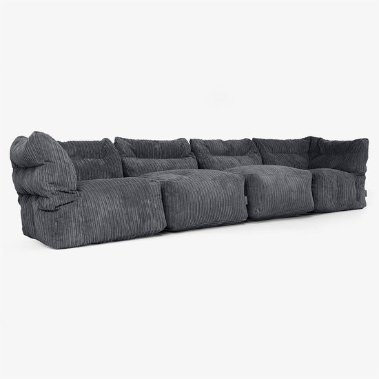 4 Piece Multi Modular Sofa Set - Cord Black 02